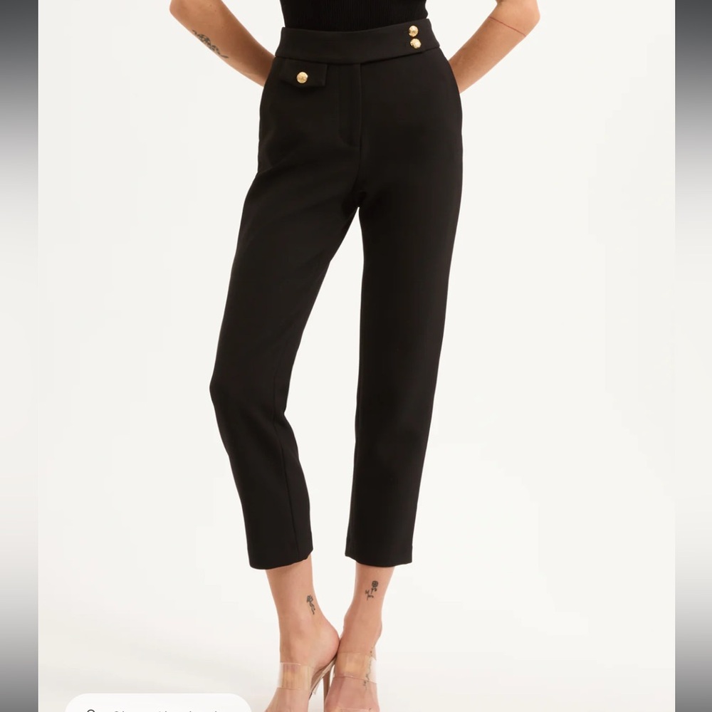 Veronica Beard, Renzo Pants, Black with Gold Buttons, Size 10